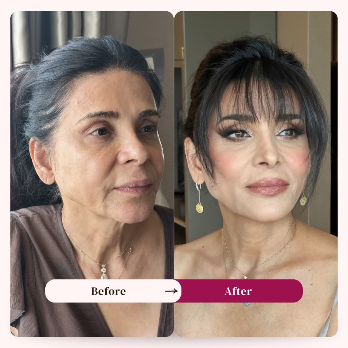 Event makeup before and after, glam transformation, Los Angeles | LA Makeup Studio