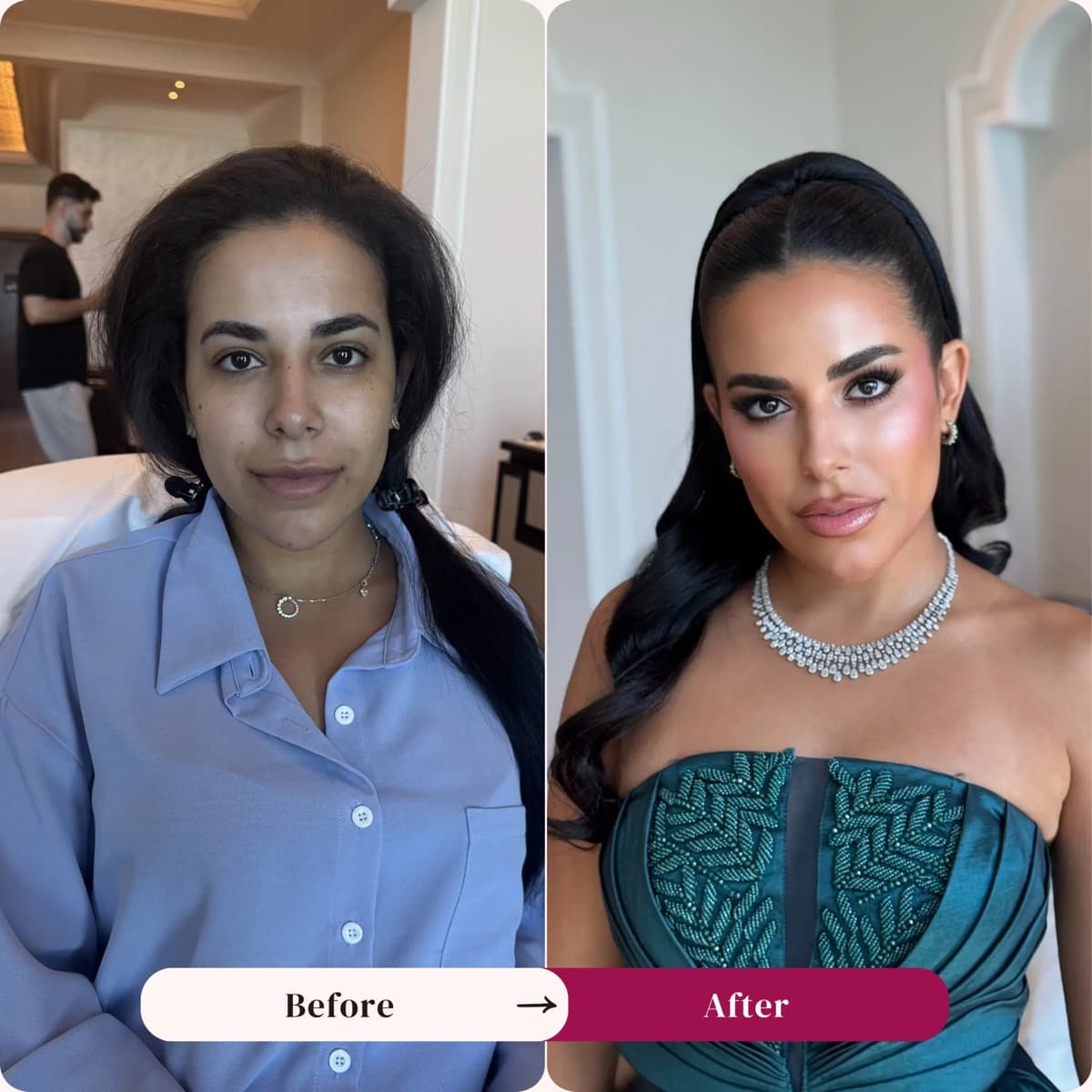Party makeup before and after, Los Angeles | LA Makeup Studio