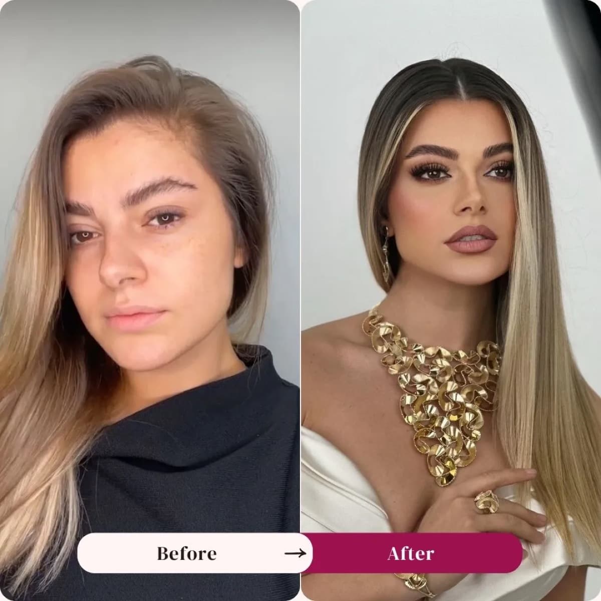 Event makeup and hair before and after, Los Angeles | LA Makeup Studio