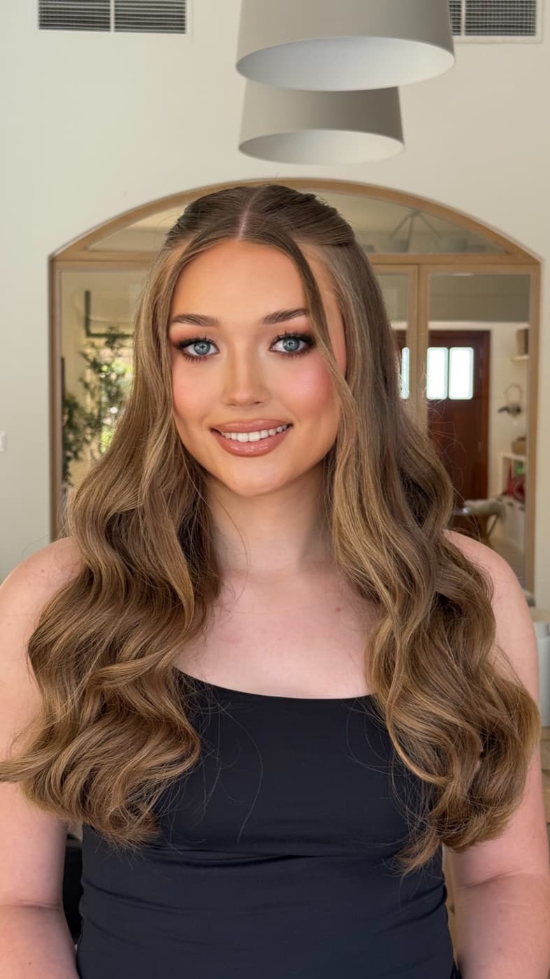 Long bouncy blowout by a mobile hair stylist in Los Angeles | LA Makeup Studio